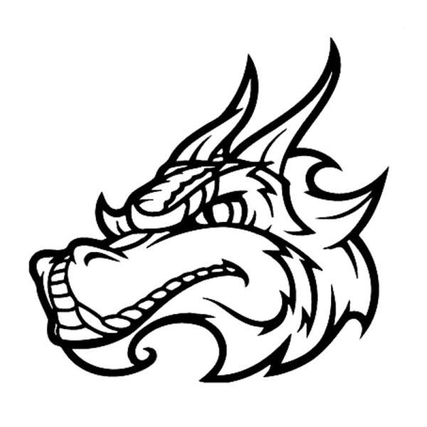 Голова дракона черно белая для детей