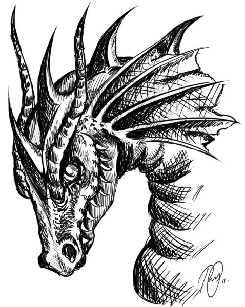 Тату голова дракона