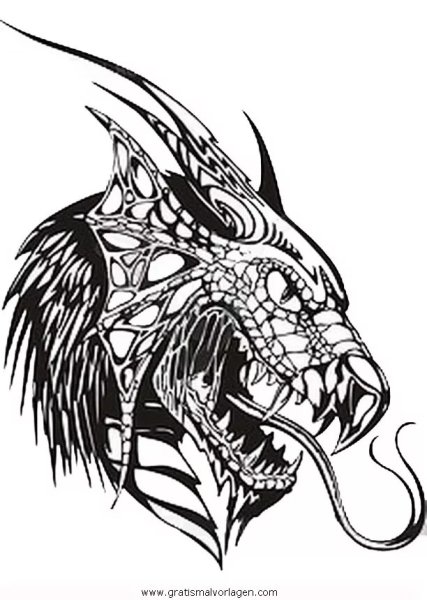 Голова китайского дракона тату