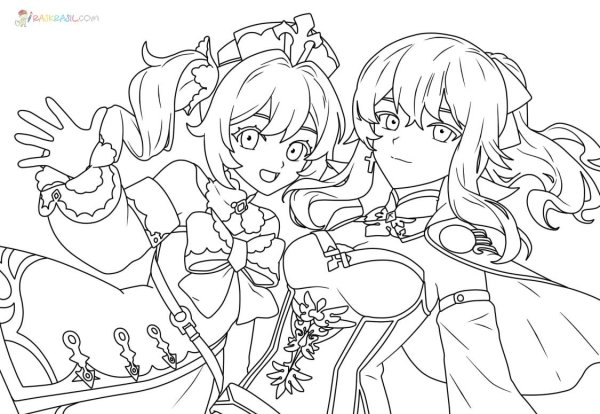 Геншин Импакт разукраки