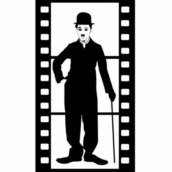 Чарли Чаплин рисунок черно белый