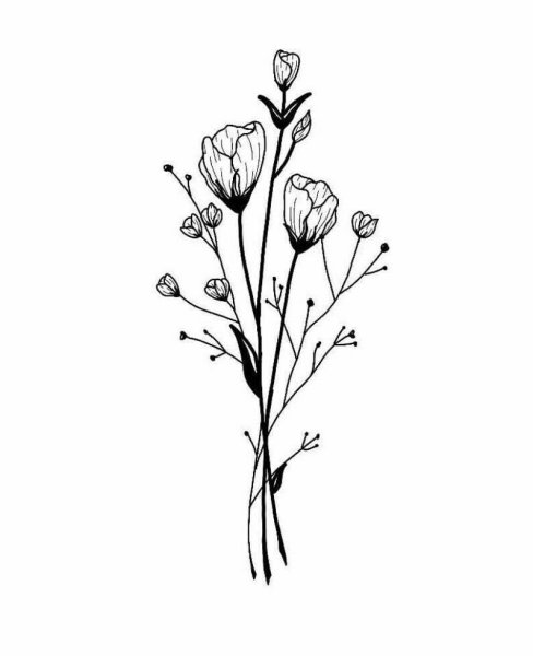 Цветочки эскиз тату