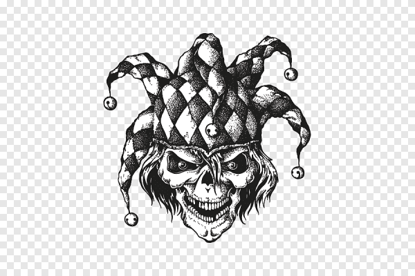 Скоморох тату черно белый