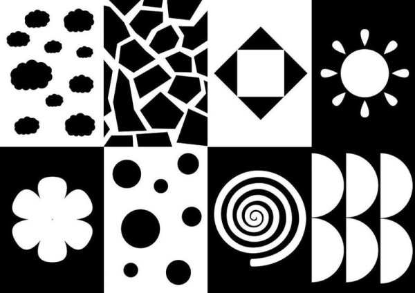 Черно белые карточки для новорожденных