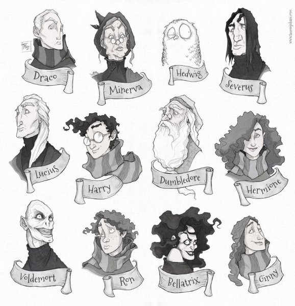 Гарри Поттер наклейки черно белые