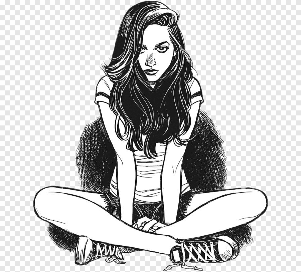 Черно белые рисунки девушек