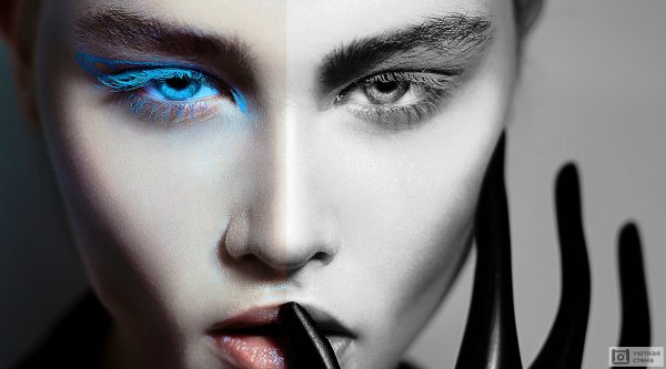 Черно белый наполовину цветной