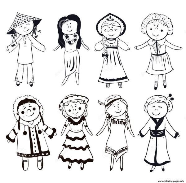 Хоровод людей в разных национальных костюмах