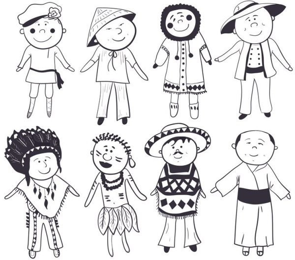 Хоровод людей в разных национальных костюмах