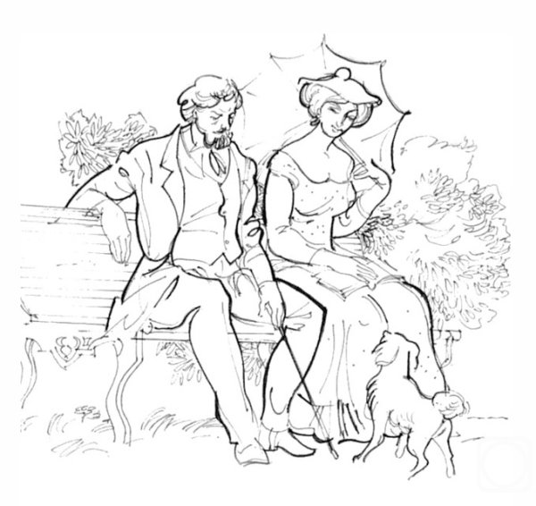 Зарисовка дама с собачкой