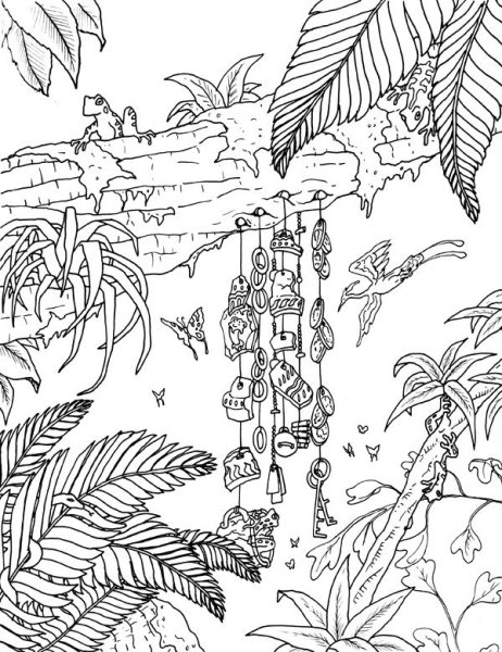Раскраска тропический лес