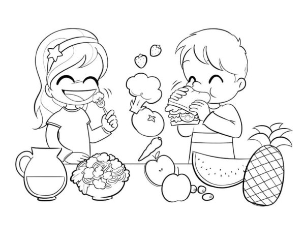 Здоровое питание раскраска для детей