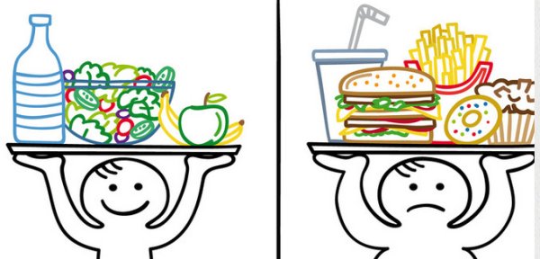 Здоровое питание и вредное питание раскраска