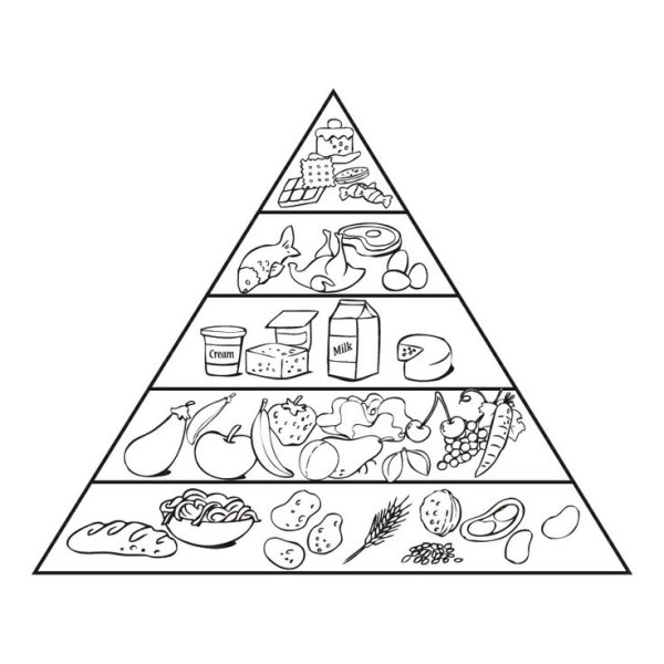 Пирамида правильного питания раскраска