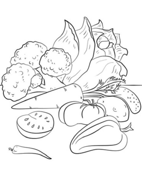 Овощи раскраска для детей