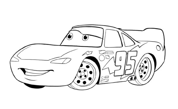 Раскраска машинки молния Маквин