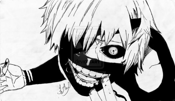 Канеки гуль черно белый