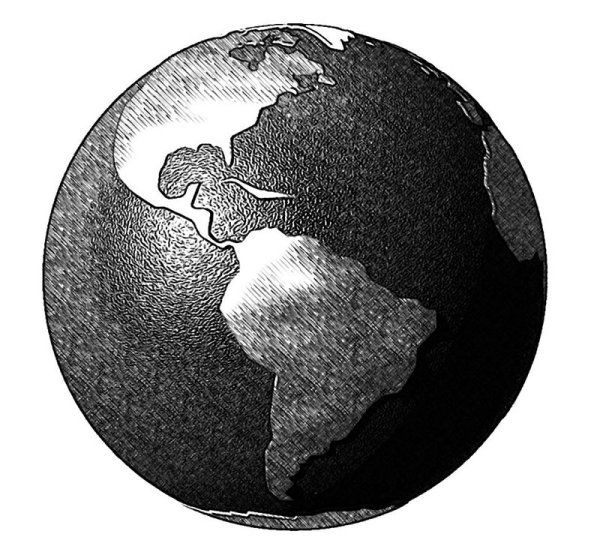 Шар земли черно белый