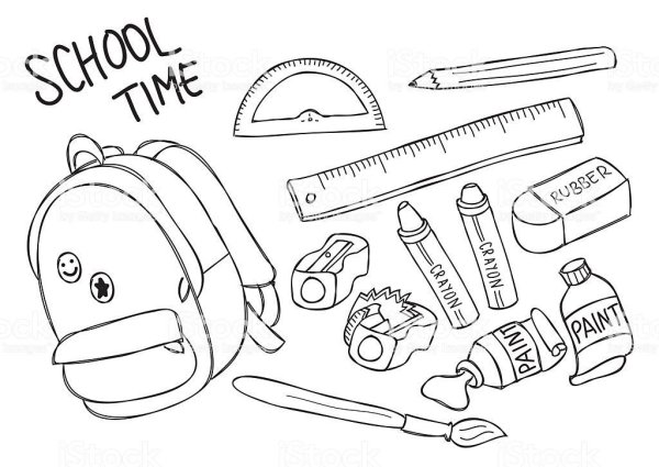 Зарисовки школьных принадлежностей