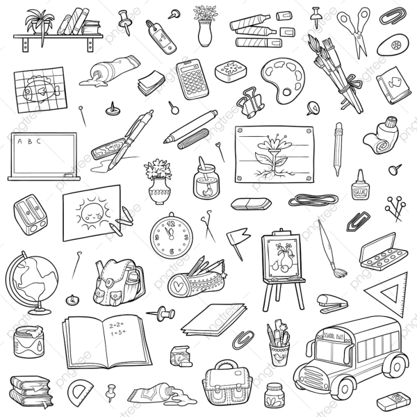 Раскраска школьные принадлежности