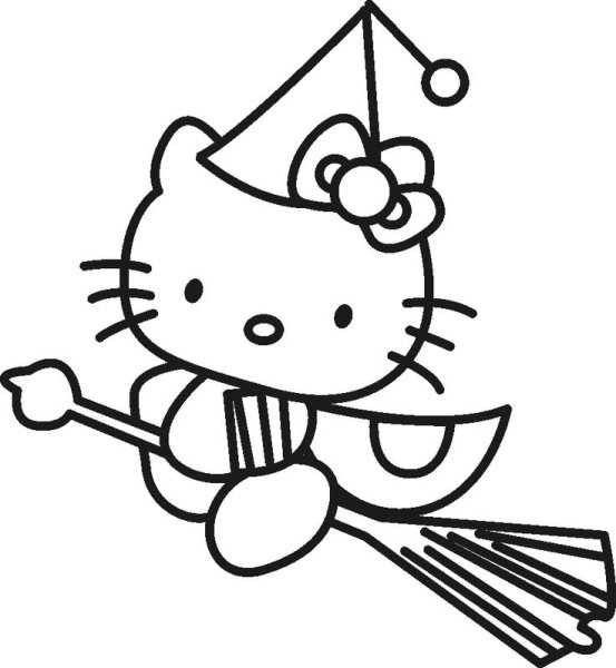 Хеллоу Китти раскраска черно белая
