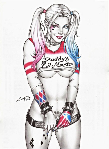 Джокер и Харли Квинн чёрно белым