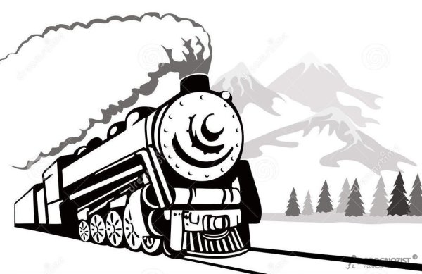 Силуэт новогоднего поезда