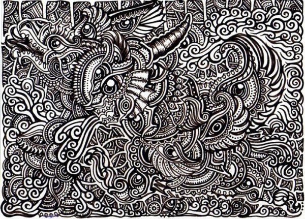 Психоделические узоры черно белые