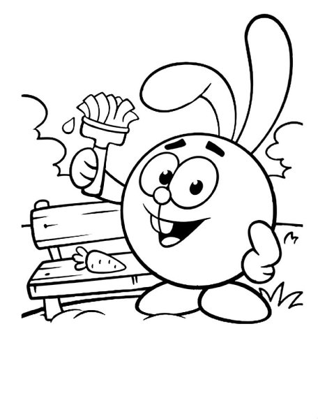 Крош из мультика Смешарики раскраска