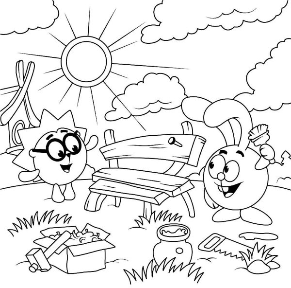 Смешарики пин код раскраска