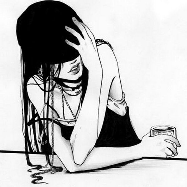 Грустные рисунки чб