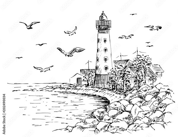 Маяки морские в графике