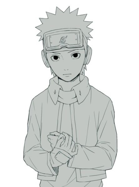 Обито Учиха черно белое