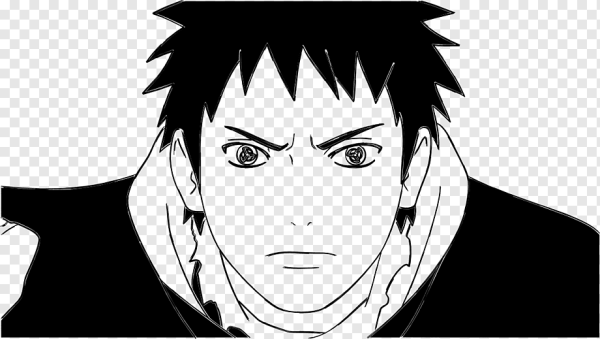 Обито Учиха черно белое