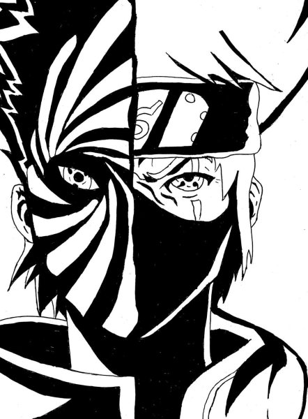 Какаси черно белый Наруто