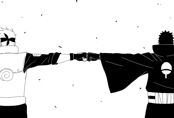 Манга Наруто бой Какаши и Обито