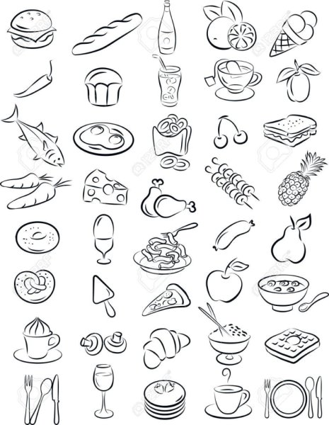 Полезная и вредная еда раскраска
