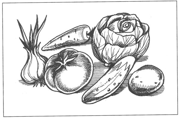 Овощи в черно белом цвете