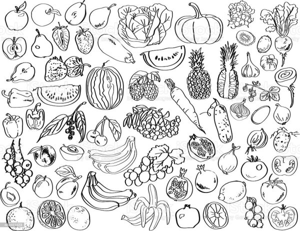 Овощи и фрукты раскраска для детей