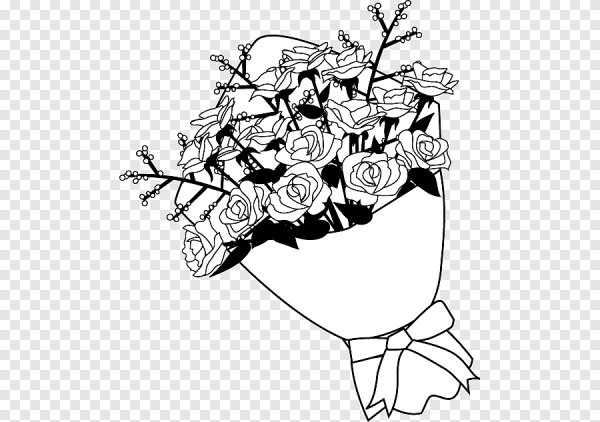 Букет цветов черно белый