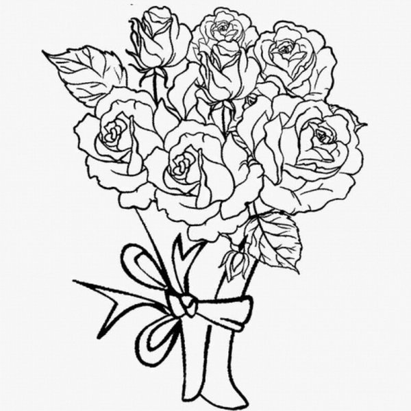 Раскраска букет роз