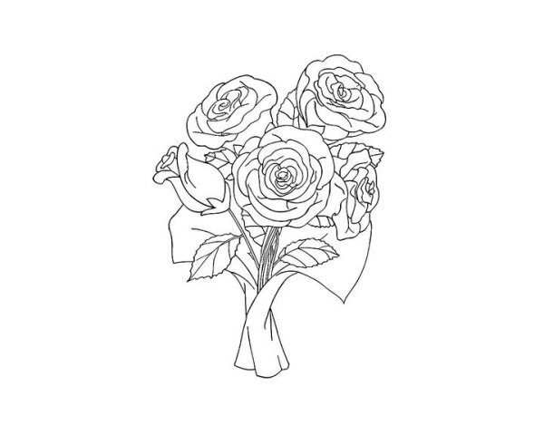 Букет роз рисунок для срисовки