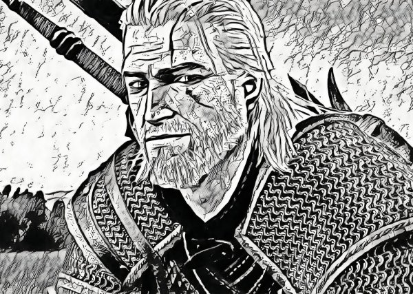 Геральт из Ривии арт черно белый