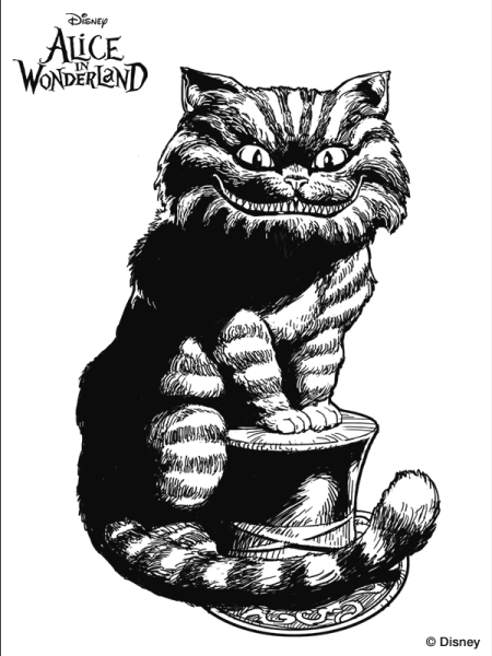 Чеширский кот тату эскизы
