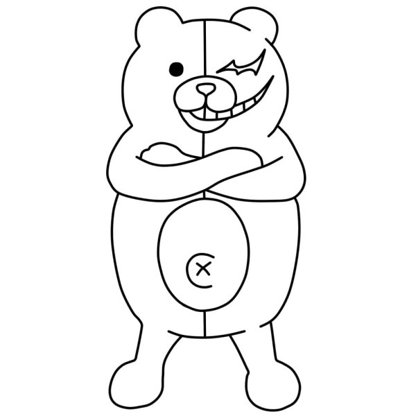 Мишка Монокума раскраска