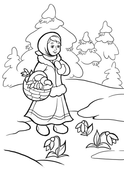 Раскраска к сказке 12 месяцев Маршак