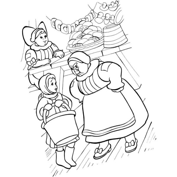 Раскраска к сказке 12 месяцев падчерица