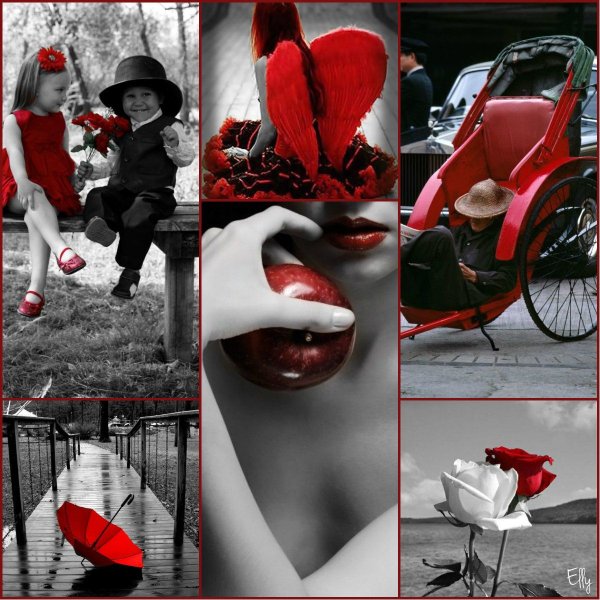 Картина черно белая с красным