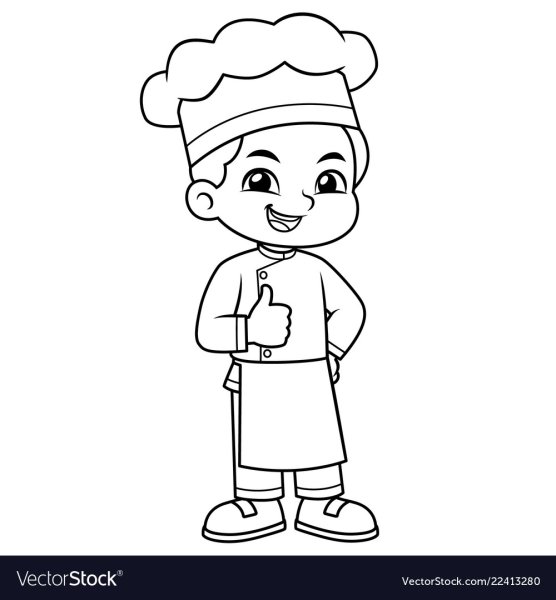 Раскраска повар девочка для детей