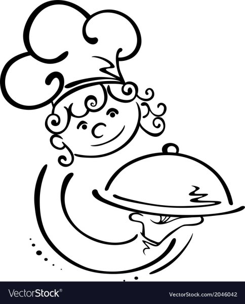 Повар контурный рисунок